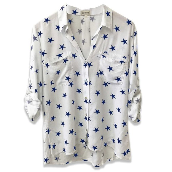 STAR BLOUSE | WHITE + BLUE - Picture 1 of 1